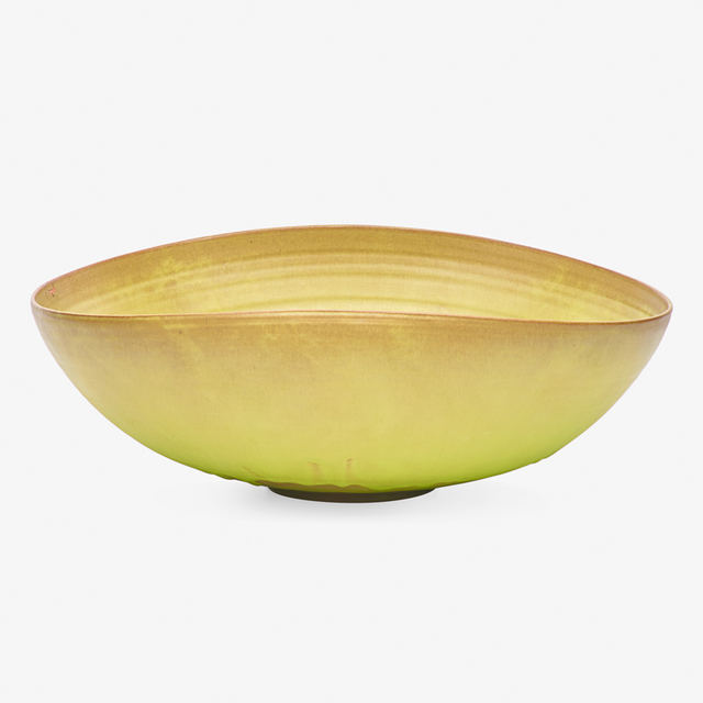 Gertrud Natzler, ‘Large folded bowl, chartreuse glaze, Los Angeles, CA’, Rago/Wright