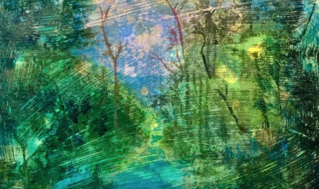 Lucinda Luvaas, ‘Magical Landscape’, 2018, Mixed Media, Mixed Media on Duralar, Walter Wickiser Gallery
