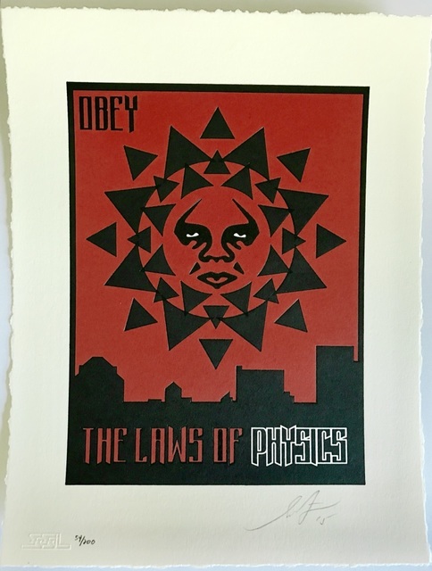 Shepard Fairey, ‘Laws of Physics - Letterpress’, 2015, Print, Letterpress print on 100% cotton paper, Blackline Gallery