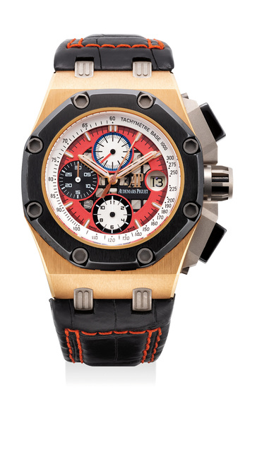 Audemars Piguet, ‘An attractive pink gold and ceramic chronograph wristwatch with date, presentation box and certificate’, Circa 2009, Phillips