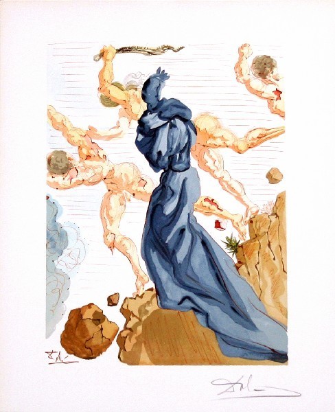 Salvador Dalí, ‘Inferno Canto 15: The Hard Margins from The Divine Comedy’, 1960, Print, Woodblock on paper, New River Fine Art