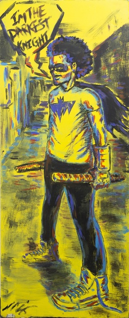 4 Blind Mice: Monde Goniwe, ‘Titled 'The Darkest Knight', 'Wasted's Beware of the Vigilante' painted on the other side of door’, 2012, Museum of African Design (MOAD)
