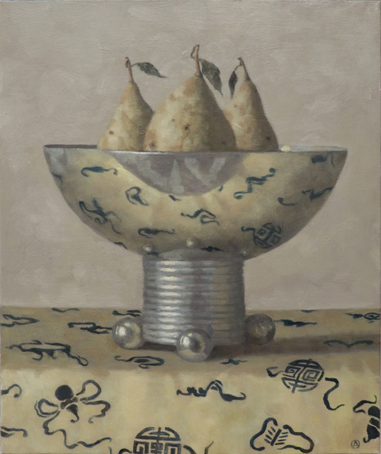 Olga Antonova, ‘Three Pears in a Vase’, 2020, Painting, Oil on canvas, Gallery Henoch
