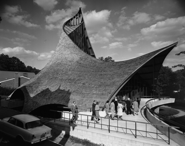 Pedro E. Guerrero, ‘United Church of Rowayton, Rowayton, Connecticut (Joseph P. Salerno, Architect)’, 1962, Photography, Silver Gelatin Print, Edward Cella Art and Architecture