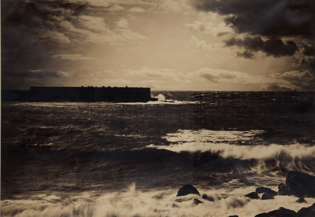 Gustave Le Gray. The Great Wave, Sète, 1857. Albumen print from two collodion-on-glass negatives. Collection of Michael Mattis and Judy Hochberg. Gustave Le Gray. The Great Wave, Sète, 1857. Albumen print from two collodion-on-glass negatives. Collection of Michael Mattis and Judy Hochberg.