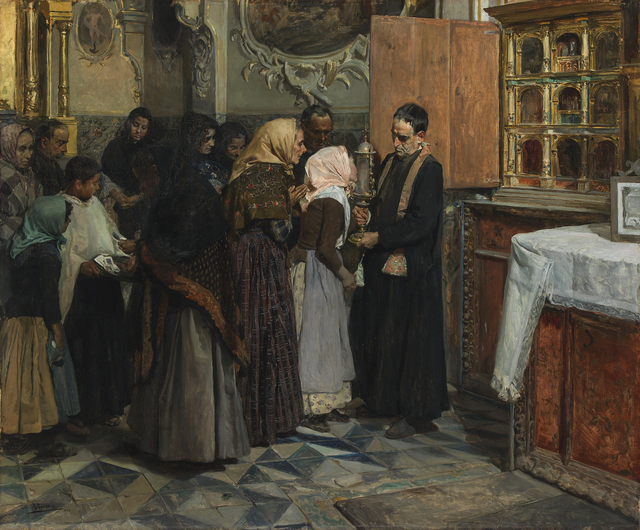 Joaquín Sorolla y Bastida, ‘Kissing the Relic’, 1893, Painting, Oil on canvas, The National Gallery, London
