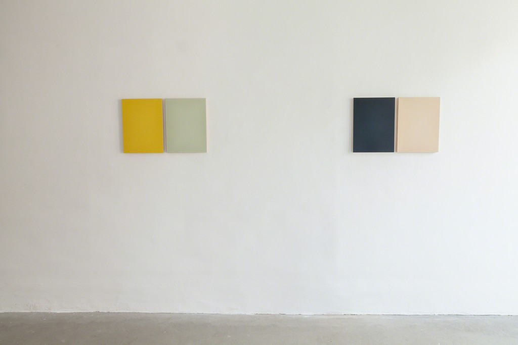 Exhibition View, DAS ESSZIMMER – space for art+: Untitled, 2017, Oil on Two Boards, 40.5 x 63cm (with split) , two variations by Eric Cruikshank Exhibition View, DAS ESSZIMMER – space for art+: Untitled, 2017, Oil on Two Boards, 40.5 x 63cm (with split) , two variations by Eric Cruikshank