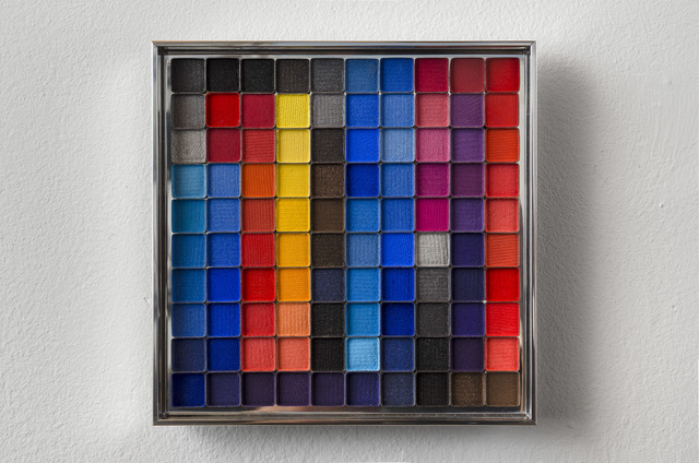 Rachel Lachowicz, ‘Untitled (Color Computation: Turquoise, Blue, Orange,Yellow)’, 2012, Painting, Eyeshadow, aluminum, Shoshana Wayne Gallery