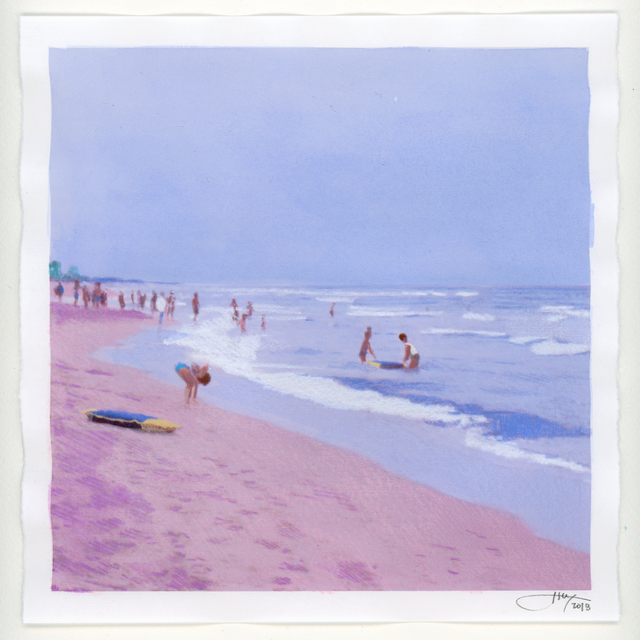 Isca Greenfield-Sanders, ‘No Name (Beach)’, 2018, Mixed media watercolor with color pencil, Berggruen Gallery