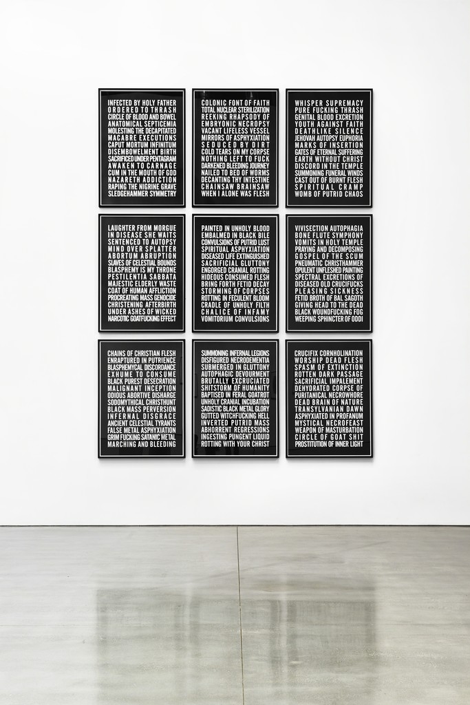 Installation view, Poems
Photography: Laura Wilson
© Steven Shearer. Courtesy of the artist, Galerie Eva Presenhuber, Zurich, and Gavin Brown’s enterprise, New York. Installation view, Poems
Photography: Laura Wilson
© Steven Shearer. Courtesy of the artist, Galerie Eva Presenhuber, Zurich, and Gavin Brown’s enterprise, New York.