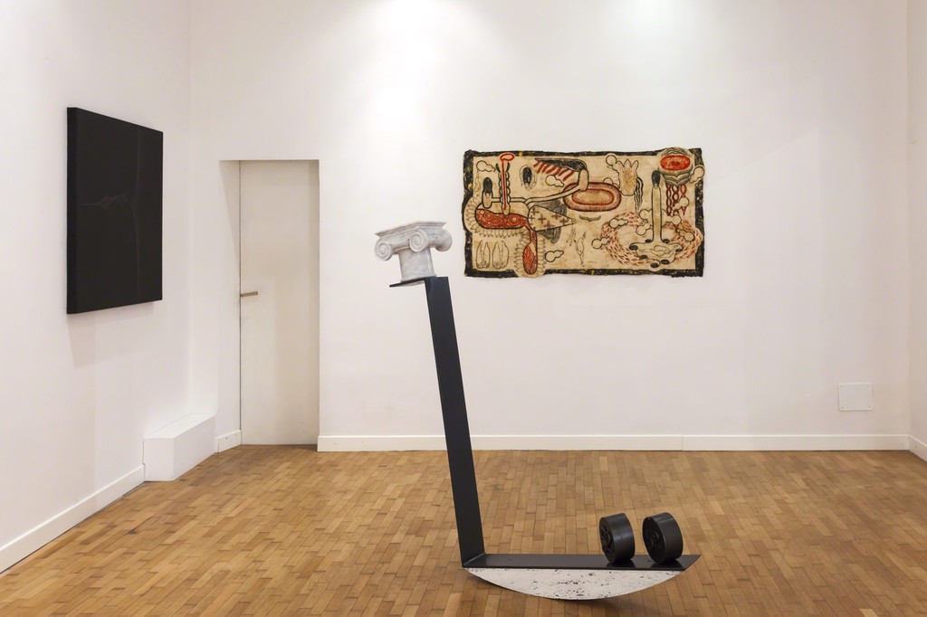 Emmanuele De Ruvo, "Anachronism", 2016, iron, steel, carrara marble, statuario marble, travertine, 150x120x20cm e "Dark Energy, 2015, graphite and acrylic on canvas on board 100x100cm e Simone Pellegrini "Senza Titolo", 2016, mixed media on paper 85x175cm— presso Montoro12 Contemporary Art. Emmanuele De Ruvo, "Anachronism", 2016, iron, steel, carrara marble, statuario marble, travertine, 150x120x20cm e "Dark Energy, 2015, graphite and acrylic on canvas on board 100x100cm e Simone Pellegrini "Senza Titolo", 2016, mixed media on paper 85x175cm— presso Montoro12 Contemporary Art.