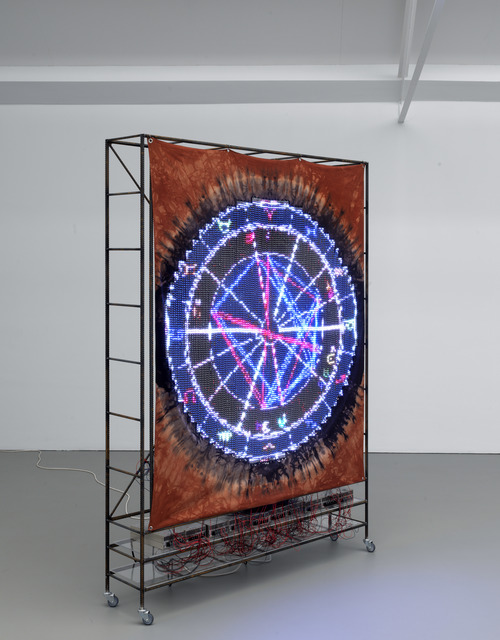 Ei Arakawa, ‘Performance People (7360 Sukiyaki, December 17, 1973, 1800pm, Buffalo, NY)’, 2018, Mixed Media, LED strips on hand-dyed fabric, 2 LED transmitters, 10 power supplies, 2 SD cards, metal, wire, Galerie Fons Welters