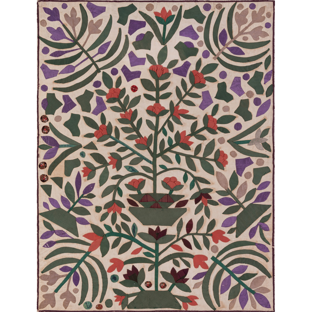 ‘Pot Of Flowers’, 1870, Textile Arts, Soie, PIASA