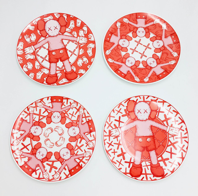 KAWS, ‘Limited Ceramic Plate Set (Set of 4) - Red’, 2019, Lougher Contemporary