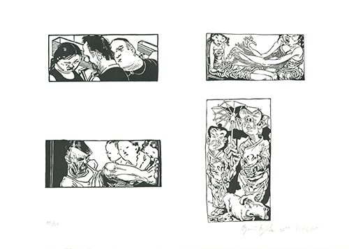 Johannes Grützke, ‘Bilder aus Bongs Stall’, 2012, Print, Linocut, Sylvan Cole Gallery