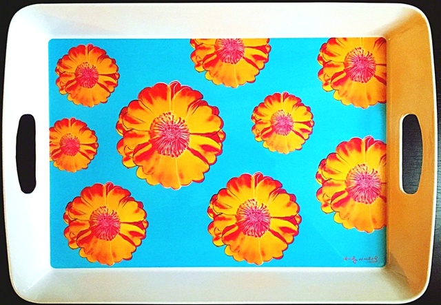 Andy Warhol, ‘Prototype Tray for Andy Warhol's Tacoma Flower Design (from the estate of Tim Hunt, Warhol Foundation curator and sales agent)’, 2005, Design/Decorative Art, Melamine tray. Plate signed with labels and markings on the verso., Alpha 137 Gallery Gallery Auction