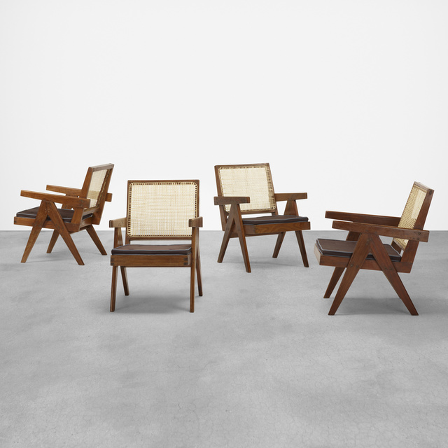Pierre Jeanneret, ‘Easy armchairs from Punjab Engineering College, Chandigarh, set of four’, c. 1955, Rago/Wright