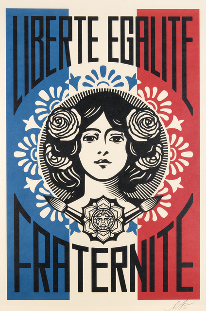 Shepard Fairey, ‘Liberte, Egalite, Fraternite’, 2018, Print, Offset lithograph in colours on cream Speckle Tone paper, Tate Ward Auctions