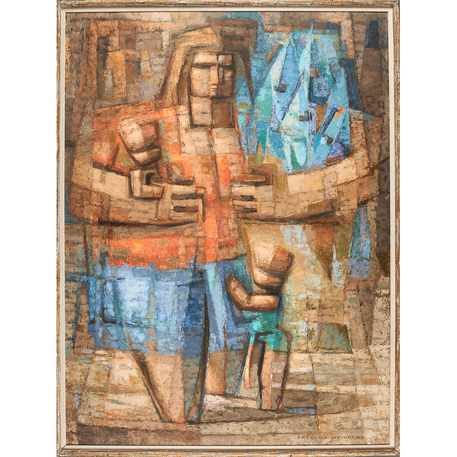 Frederic Weinberg, ‘Untitled Painting (Mother With Children And Fish) (Framed), Philadelphia, PA’, Rago/Wright