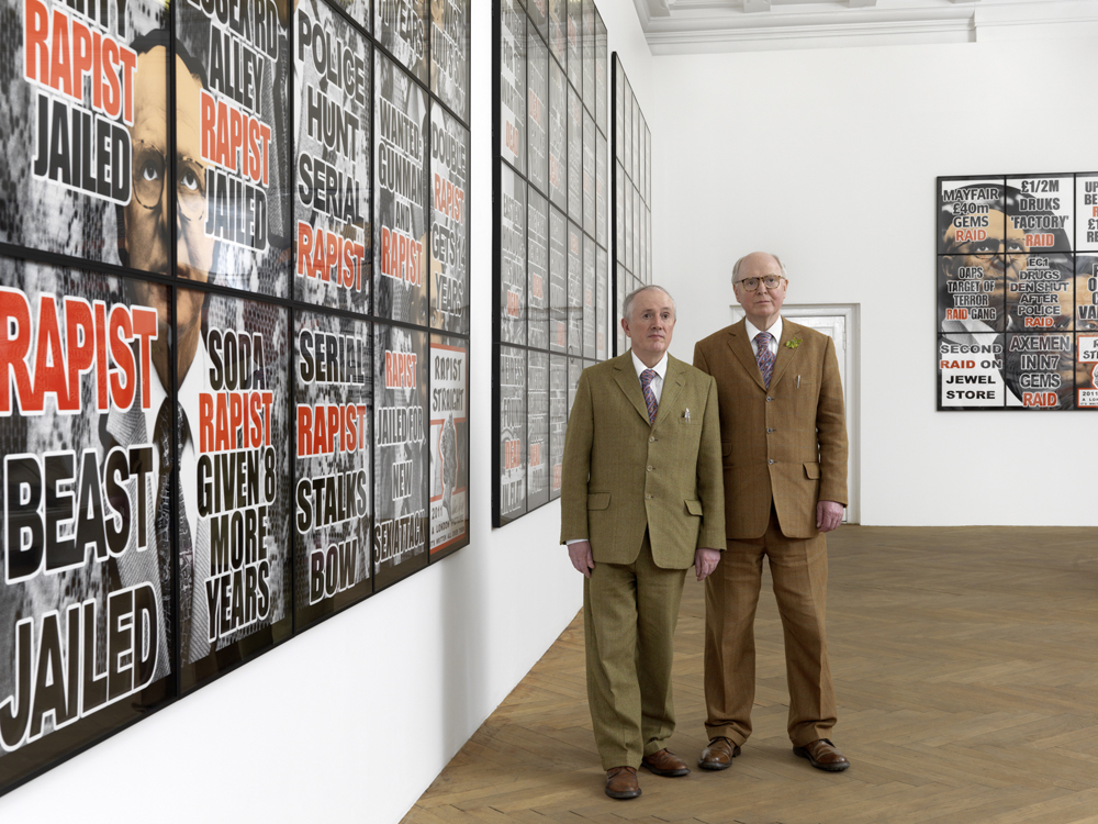 Installation view. Gilbert & George "London Pictures", ARNDT, Berlin, Germany. March 22 - May 30, 2012. Photo: Bernd Borchardt Installation view. Gilbert & George "London Pictures", ARNDT, Berlin, Germany. March 22 - May 30, 2012. Photo: Bernd Borchardt