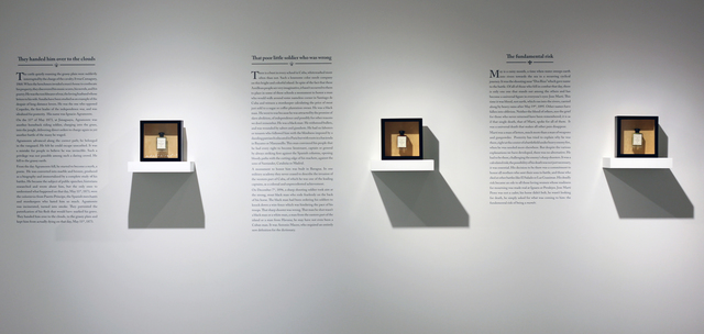 Reynier Leyva Novo, ‘Los olores de la guerra (The Scents of War)’, 2009, Installation, Scents, glass bottles and vinyl lettering, Lisa Sette Gallery