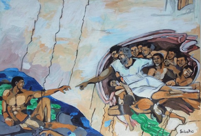 Thabo Sibeko, ‘African Renaissance Series Re-imagining the Old Masters’, 2019, Yebo Art Gallery