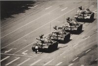 'The Tank Man' Stopping the Column of T59 Tanks, Tiananmen Square, Beijing, China, 4th June 1989