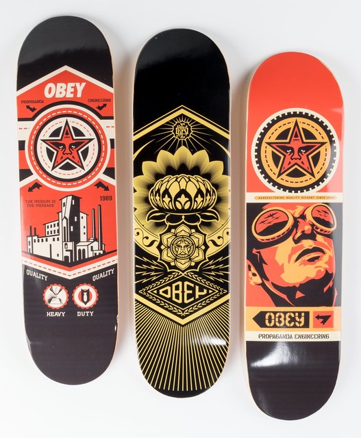 Shepard Fairey | Group of Three Skateboard Decks | Artsy