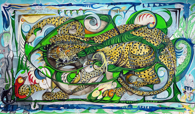 Alex Beard, ‘The Jungle Cat’, 2018, Drawing, Collage or other Work on Paper, Ink on Paper, Anne Neilson Fine Art