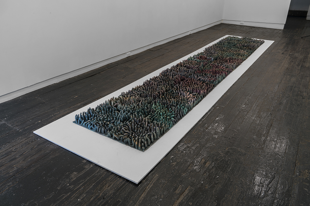 Sankofa, 2017
Spray Paint, Pigment Powder, Jutte and Silicone Rubber
211 x 35 x 3 inches Sankofa, 2017
Spray Paint, Pigment Powder, Jutte and Silicone Rubber
211 x 35 x 3 inches