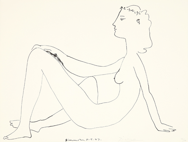 Pablo Picasso, ‘Nu assis, de profil’, 1947, Print, Lithograph, Galerie Boisseree