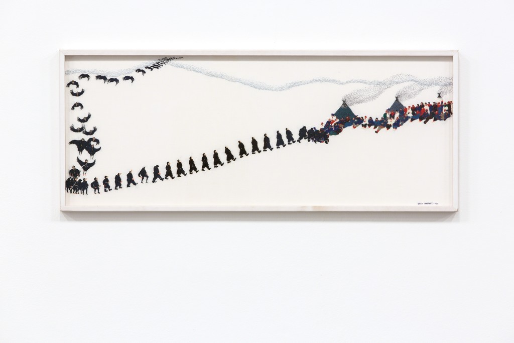 Britta Marakatt-Labba, 'The Crows', 1981, embroidery, wool on linen, courtesy
of the artist, photo by Aad Hoogendoorn Britta Marakatt-Labba, 'The Crows', 1981, embroidery, wool on linen, courtesy
of the artist, photo by Aad Hoogendoorn