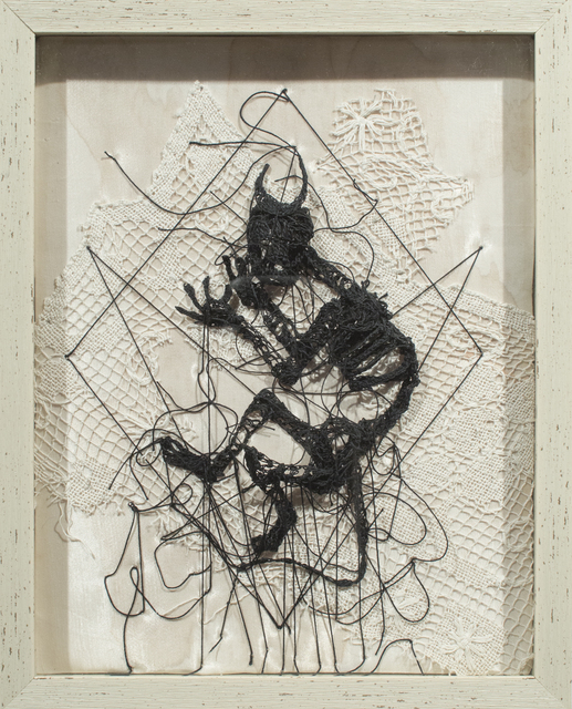 Caitlin McCormack, ‘Devil III’, 2017, Textile Arts, Crocheted cotton string, glue, steel pins, vintage fabric, Paradigm Gallery + Studio