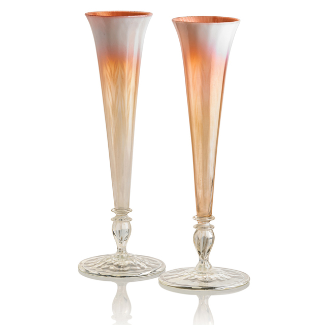 Tiffany Studios, ‘Two Tall Pastel Favrile Glass Vases, New York’, Early 20th C., Rago/Wright