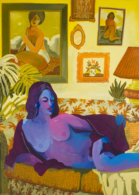 John Holcomb, ‘Yellow Madonna’, 2019, Painting, Acrylic and oil stick on canvas, Rebecca Hossack Art Gallery