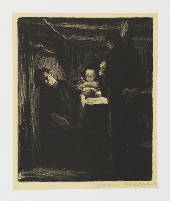 Käthe Kollwitz, ‘Death’, 1893-1897, Print, Lithograph on yellow chine collé, mounted on off-white wove paper., Galerie St. Etienne