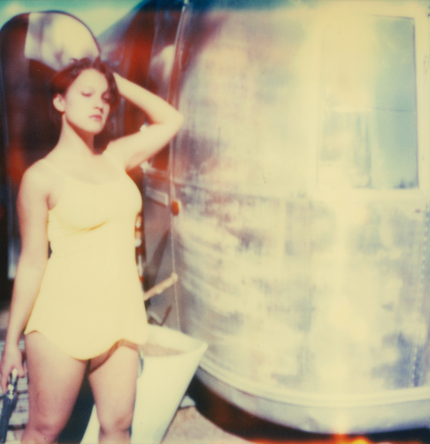 Stefanie Schneider, ‘Austen in front of Trailer'’, 2005, Photography, Analog C-Print, hand-printed by the artist on Fuji Crystal Archive Paper, based on a Polaroid, not mounted, Instantdreams