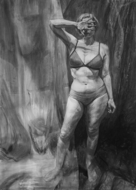 Shaina Craft, ‘When I Close My Eyes There's Stillness’, 2018, Drawing, Collage or other Work on Paper, Charcoal on paper, InLiquid