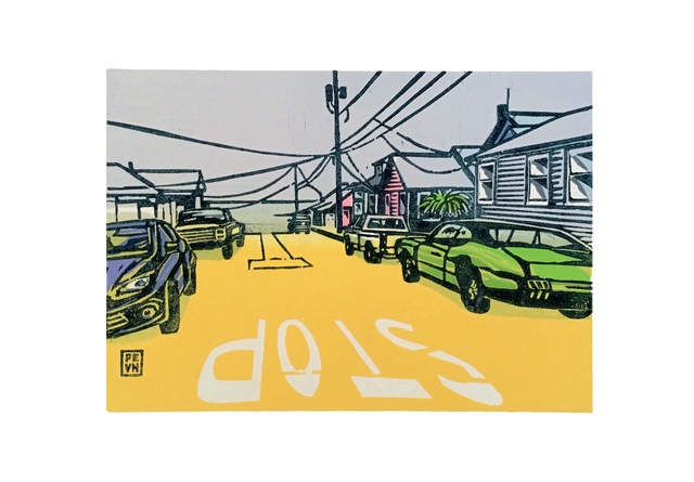 Pia Van Nuland, ‘Pacific Grove /USA’, 2019, Print, Woodcut print, Modern West