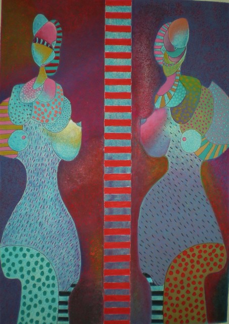 Vladimir Cora, ‘Dos Figuras’, ca. 1980, Print, Mixograph on heavy handmade paper, Stern Fine Art