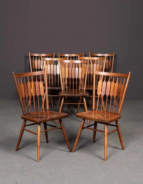 Kipp Stewart, ‘Centennial, Set of two armchairs and eight chairs’, vers 1950, Design/Decorative Art, Walnut, Leclere