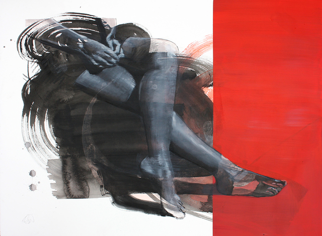 Rebecca Fontaine Wolf, ‘The Red Shoes’, 2018, Painting, Mixed media on paper, Gallery Different