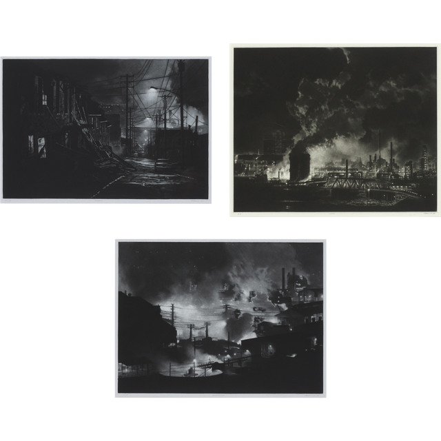 Craig McPherson, ‘BRADDOCK; CLAIRTON; EDGAR THOMPSON’, 1997, Print, Three mezzotints, Doyle