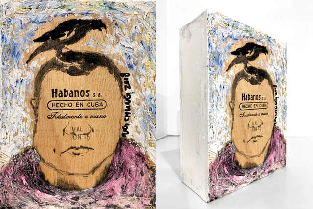 Ng Chung, ‘Cigar Box’, 2019, Painting, Oil on Habanos Cigar Box, Contemporary by Angela Li