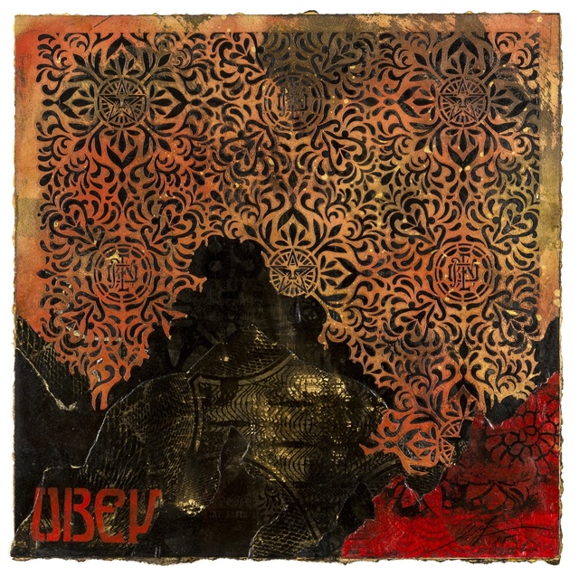 Shepard Fairey, ‘OBEY Pattern (Retired Stencil & Studies)’, 2015, Drawing, Collage or other Work on Paper, Stencil and mixed media collage on paper, Forum Auctions