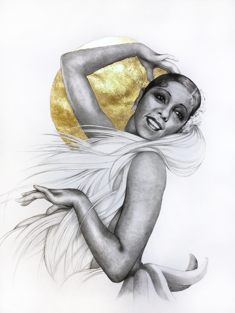 Lauren Clayton, ‘Josephine’, 2019, Drawing, Collage or other Work on Paper, Graphite, charcoal, and gold leaf on paper, SHIM Art Network