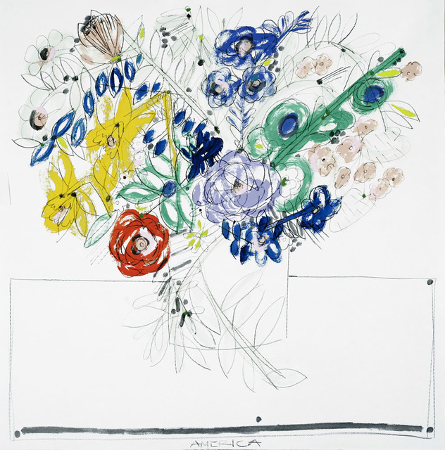 America Martin, ‘Monday Flowers’, 2018, Painting, Pencil & Acrylic on paper, Wally Workman Gallery