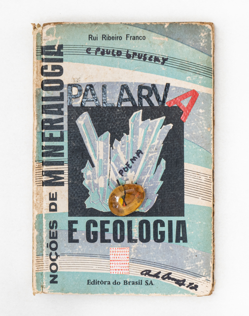 Paulo Bruscky, ‘Palarva: Notions of mineralogy and geology’, 2012, Drawing, Collage or other Work on Paper, Mixed on bookcover and stone, Nara Roesler