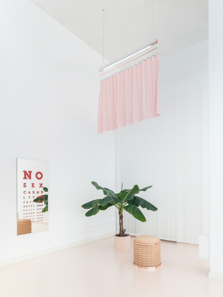 NO SEX by Atelier Biagetti, 2016. "Deja vu" wall mirror, "Privé" chandelier, "Soffietto" stool. NO SEX by Atelier Biagetti, 2016. "Deja vu" wall mirror, "Privé" chandelier, "Soffietto" stool.