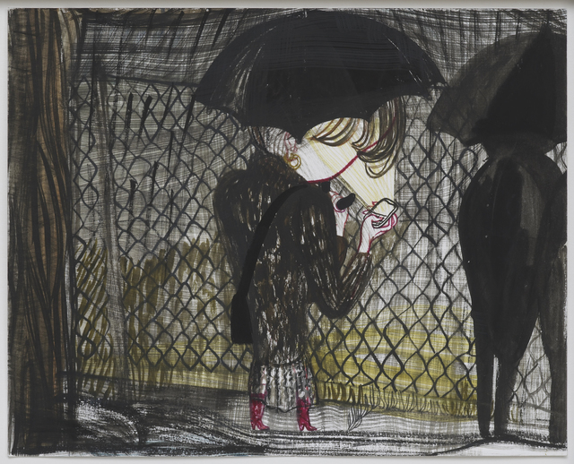 Emma Talbot, ‘You're With Me When You're Not With Me (Texting)’, 2014, Drawing, Collage or other Work on Paper, Gouache and watercolour on paper, Galerie Onrust
